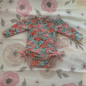 Ruffle Butts flamingo swimsuit 6-12 months
